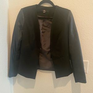 Black ABS Platinum blazer Size: Small with faux leather sleeves
